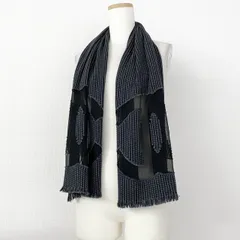 d12-3 CHANEL シャネル シルク混 ココマーク ストール 透け感 シアー切替 グレー イタリア製 マフラーのサムネイル