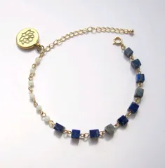 ラピスラズリとアマゾナイトのビーズチェーンブレスレット　#65