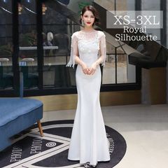 파티 드레스 드레스 원피스 큰 사이즈 화이트 화이트 사은회 결혼식 롱 길이 투명감 페미닌 XS SML XL LL 2XL XXL 3XL XXXL 레이스 프린세스 심플 공주계 파티 불려 착취」