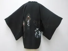 【京松】【着物】道行コート　オリジナル　猫柄　身丈約83.5cm　裄丈約63.5cm　r7z02-118