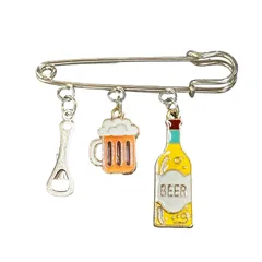 ビール ブローチ レディース ビール瓶 ビールジョッキ 栓抜き お酒 瓶ビール 金 レトロ アンティーク おしゃれ かわいい