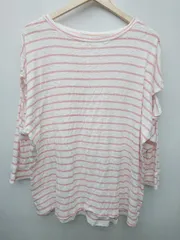 ◇ Kastane カスタネ ボーダー コットン 七分袖 Tシャツ　カットソー サイズF ピンク レディース P  【1408200046573】