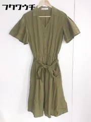 ◇ ◎ 31 Sons de mode ベルト ウエストゴム 半袖 膝下丈 ワンピース サイズ36 カーキ レディース 【中古】 【1002800667710】