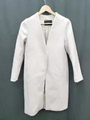 ◇ green label relaxing UNITED ARROWS ノーカラー ロング ウール混 長袖 コート サイズ36 オフホワイト系 レディース P  【1405090019434】