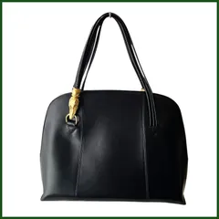 中古難有●ヒロココシノ/HIROKO KOSHINO●レザー トートバッグ ハンドバッグ 皮革製 ブラック 黒 レディース