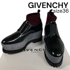 ● 美品 ジバンシィ GIVENCHY URSA DERBY WEDGE ショートブーツ エナメル 厚底 黒 ブラック 牛革 36 23cm レディース 5E114