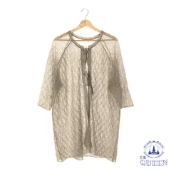 ☆美品 AS KNOW AS アズノウアズ トップス カットソー レースニット リボン付き おしゃれ 長袖 レディース グレー 901-12176 送料無料 古着