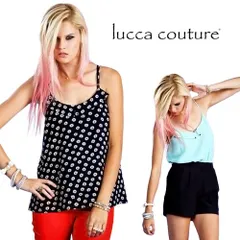 ルッカクチュール lucca couture キャミソール ノースリーブ タンクトップ ブラウス トップス 花柄 無地 おしゃれ きれいめ Aライン 柄 夏 大きいサイズ シフォン スタッズ ブランド 紺 ネイビー