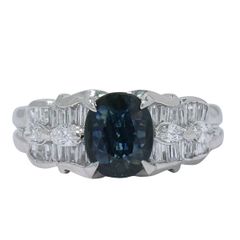 本物 サファイア 1.57ct ダイヤモンド 0.80ct Pt900 リング 指輪 13号 プラチナ ブルー アクセサリー ジュエリー 中古 【フォロー割】