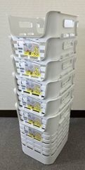 【まとめてお得な6点セット！新品未使用品！】天馬 竿にかけられるバスケット  Lサイズ ホワイト/グレー×6点セット