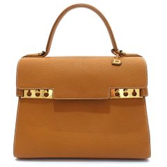【栄】デルヴォー タンペートMM ハンドバッグ 2WAY クリスピーカーフ べジタルアイボリー ゴールド金具