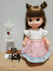 ハンドメイド　ソランちゃん　メルちゃん　お人形　服　ワンピース　ロング　フリル　ハート　プリンセスお城