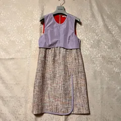 CARVEN ノースリーブワンピース　34 紫　カルヴェン　ツイード オレンジ　ミニ丈　ひざ丈　春夏秋冬のサムネイル