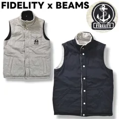 【別注モデル！】 フィデリティ FIDELITY x ビームス BEAMS リバーシブル キルティング ベスト 中綿 M グレー x ネイビー セレクト カジュアル ウェア メンズ