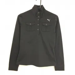 【超美品】プーマゴルフ 長袖ハイネックシャツ 黒 裏微起毛 スナップボタン 胸ポケット付 レディース  ゴルフウェア PUMA