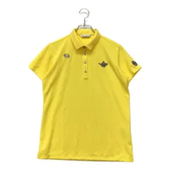 中古 レディース アンパスィ and per se 半袖ポロシャツ L 黄 イエロー 織り柄 モロッカン柄