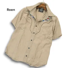 roen ロエン 7部シャツ　size46 美品:Roen(ロエン).7分袖 オープンカラー ストレッチ シャツ 黒
