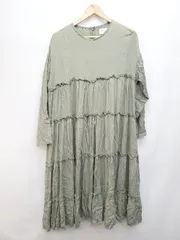 ◇ merry jenny メリージェニー ロングスリーブ 長袖 膝下丈 ティアード ワンピース サイズF カーキ レディース P  【1404040015809】