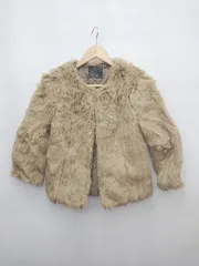 ◇ ZARA TRF ザラ フェイクファー 長袖 ノーカラー ジャケット サイズEUR S USA S MEX 26 ベージュ系 レディース P 【1308090001730】