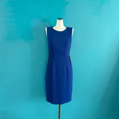 1166 ポールスミス　ブルー×ブラック　38  綺麗めノースリーブワンピース