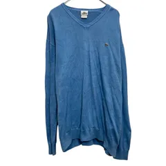 LACOSTE コットンニット セーター XL~ ブルー ビッグサイズ ラコステ Vネック 古着卸 アメリカ仕入 a703-5018