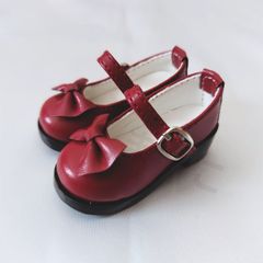 1/4ドール用シューズ 厚底靴 40㎝ 人形用 BJD MDD MSD 赤色 レッド リボン ドルフィー スーパードルフィー 着せ替え 可愛い 球体関節人形 ドールシューズ ストラップシューズ ロリータ クラシカル レトロ ワンピース 新品未使用 送料無料
