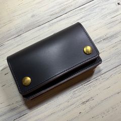 【トラッカーウォレット ミドル】 ブラック　茶芯　ゴールド