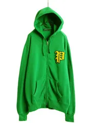 【お得なクーポン配布中!】 ポロ ラルフローレン フルジップ スウェット フード パーカー メンズ L トレーナー 裏起毛 Pロゴ サガラ ワッペン 刺繍 スエット グリーン