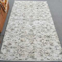 84×170 くすみベージュ　小花　トルコヴィンテージラグ 楽天ランキング1位】 84×170 くすみベージュ 小花 トルコ