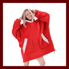★【新品】COMORE BLANKET HOODIE レッド　ブランケットパーカー-居心地の良いウェアラブルブランケットスウェットシャツ暖かいギフト柔らかいシェルパ、巨大なパッチポケット付き、女性、子供、男性