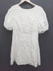 ◇ ◎●未使用●⊂ NICE CLAUP タグ付き　袖ボリューム 半袖 ミニ ワンピース サイズF アイボリー レディース P  【1410160012154】