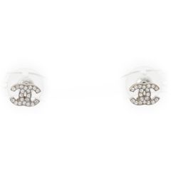 シャネル A14V ココマーク ラインストーン ピアス イヤリング アクセサリー シルバー【中古】