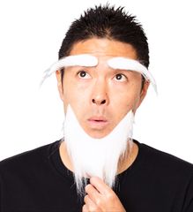 宴会の達人 科学者の眉毛とひげ 白 サイエンティスト ジェントルマン マジシャン 手品師 男前 アーティスト 芸術家 白ひげ 老人 おじいさん つけヒゲ 付け髭 まゆ毛 あごひげ コスプレ
