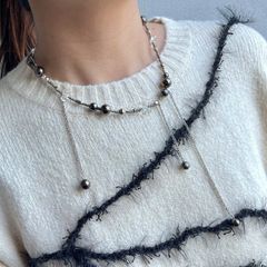 【錆びないｺｰﾃｨﾝｸﾞ】ダークグレーネックレス