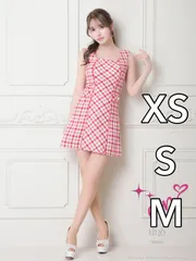 レッド [AOC3561-R-2310]【an /アン】チェック柄/ ツイード/ スクエアネック/ ノースリーブ/ ポケットデザイン/ Aライン/ フレア/ ミニドレス/ キャバドレス/ ワンピース / mini dress/