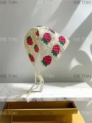 女性のための手作りのかぎ針編みのステッチメッシュ 小さなデイジーのイチゴのヘッドバンド 赤いバンダナ 1ユニット