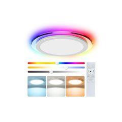 Coizabera Ledシーリングライト 6畳 3600ml おしゃれ 導光板 間接光RGBカラー 調光調色 天井 照明器具 薄型 雰囲気ライト 6畳 8畳 リモコン付き スマホAPP操作 寝室/ゲームルーム/リビング/子供部屋適用 1