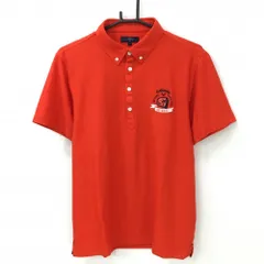 【超美品】キャロウェイ 半袖ポロシャツ レッド×ネイビー 織生地 胸元ロゴ メンズ L ゴルフウェア Callaway