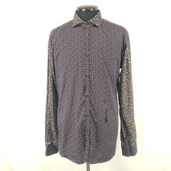 イタリア製★AGLINI【アリーニ】 長袖シャツ【41/メンズL/茶/brown/花柄】Tops/dress Shirts◆BJ004-k