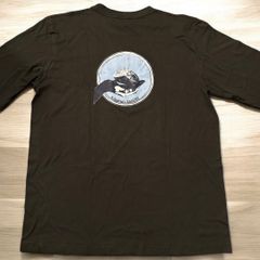 手乗り亀サークルバックプリント長袖TシャツL チャコール/カメロンT