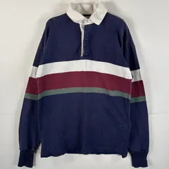 古着 90's/90年代 エルエルビーン L.L.Bean 長袖 ラガーシャツ マルチカラー M ネイビー グリーン レッド ボーダー メンズ