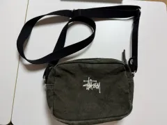 超お買い得) 正規品 STUSSY(ステューシー) バッグ キャンバス サイドポーチ ウォッシュドブラック