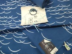 三越誂え・証紙付】竺仙 浴衣 反物 しつけ糸 綿100% 紺 粋幅38cm広幅 