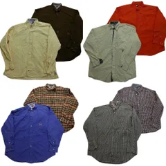 古着卸 まとめ売り  ~90s オールド トミーヒルフィガー 長袖シャツ 8枚セット (メンズ Ｌ /XL /2XL )  チェック 無地  中古 古着 NB8149