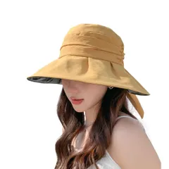 [Liebendo] UVカット 帽子 レディース ハット 日焼け防止 つば広・小顔効果・折りたたみ 遮光 遮熱 紫外線対策 日除け帽子 ワイヤー入り あご紐 散歩 旅行 通勤 大きいサイズ 春夏 (イエロー) [イエロー]