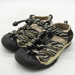 キーン サンダル ニューポート H2 アウトドア ブランド 靴 キッズ 男の子用 18サイズ ブラック×ベージュ KEEN 【中古】