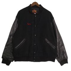 90年代 USA製 GAME 中綿スタジアムジャケット ブラック (メンズ XL) 中古 古着 A2781