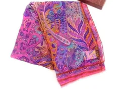 ■新品■未使用■ ETRO エトロ シルク100% 総柄 スカーフ ストール ショール レディース ピンク系×マルチカラー BJ1532のサムネイル