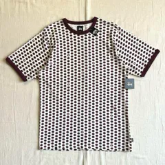 極希少　dead stock　タグ付　stussy　SSリンク　総ロゴ　ドット柄　ポルカドット　リンガーTシャツ　Y2K