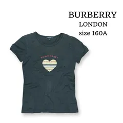 BURBERRY LONDON 半袖 Tシャツ ノバチェック ハート プリント キッズ ガール 160A 肩ギャザー ブラック